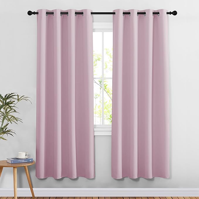 NICETOWN Room Darkening 78 inch Curtains for Doorway 2 Panels, Grommet Light Reducing Thermal Insulated Privacy Door Curtains Window Treatments for Bedroom, Baby Pink, W52 x L78