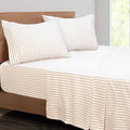 Mejoroom Striped Queen Size Sheet Set - Hotel Luxury 1800 Bedding Sheets & Pillowcases - Deep Pocket Fitted Sheet, Soft, Breathable, Wrinkle & Fade Resistant - 4 Piece (Beige Stripe)