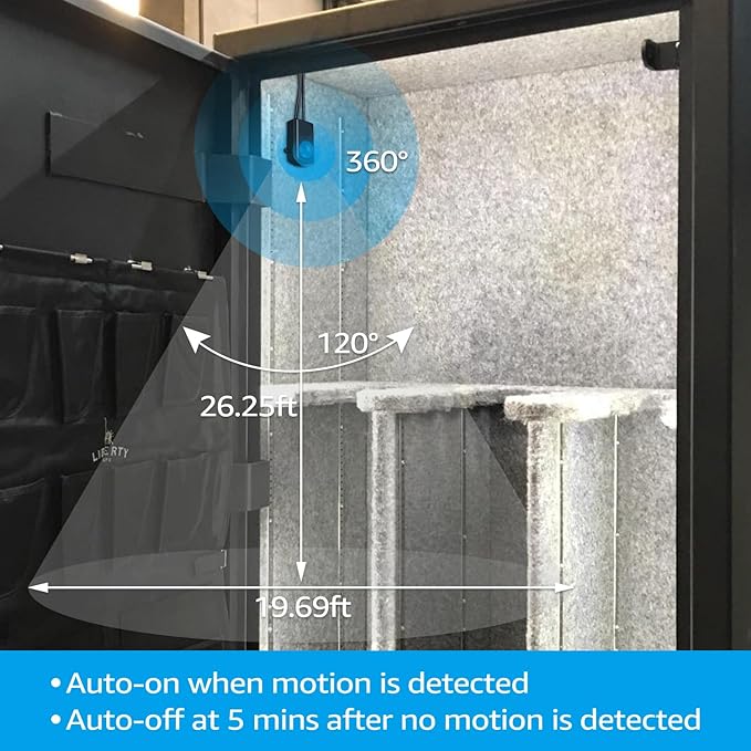 TORCHSTAR LED Safe Lighting Kit, (6) 12 Inch Linkable Light Bars + Motion Sensor + UL Power Adapter, 900LM, Input 100-240V, for Under Cabinet Gun Safe Locker Closet Showcase, 5000K Daylight