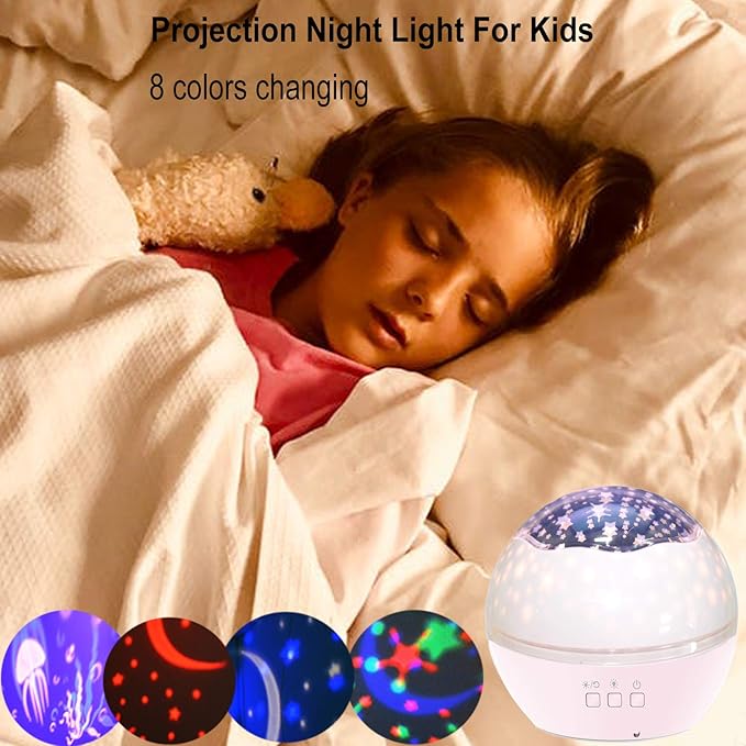 Night Light Kids Toys for 1-10 Year Old Girls Boys Baby Star Projector Nightlight for Toddler Baby Projection Lamp Night Light for Bedroom 3-8 Year Old Girls Kid Room Decor Christmas Birthday Gifts