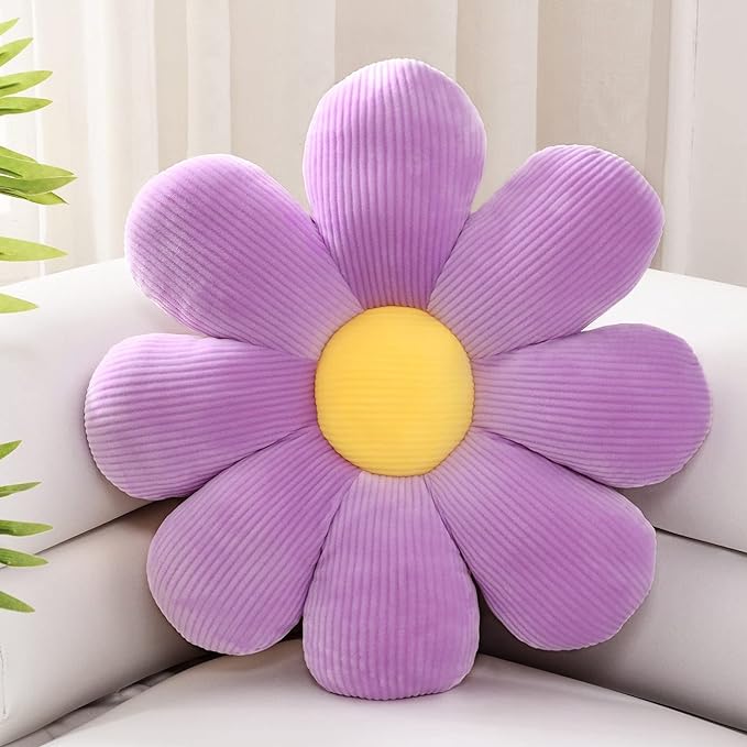 Sioloc Flowers Pillow,Flower Shaped Throw Pillow Butt Cushion Floor Pillow,Seating Cushion,Cute Room Decor & Plush Pillow for Bedroom Sofa Chair(Lavender,15.7'')
