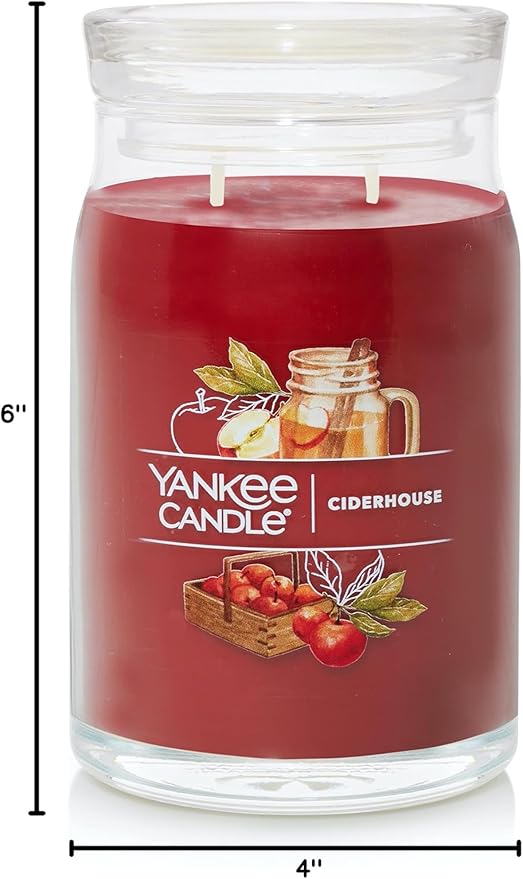 Yankee Candle Ciderhouse Scented, Signature 20oz Large Jar 2-Wick Candle, Over 60 Hours of Burn Time