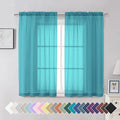 Aiyufeng Turquoise Sheer Curtains 54 Inch Length 2 Panels Set, Light Filtering Airy Rod Pocket Turquoise Window Curtain Treatment Drapes for Kitchen Bedroom Living, Each 42Wx54L Inches