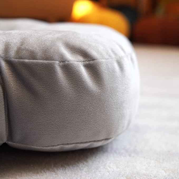 ARTMAGIC Flower Shaped Velvet Decorative Throw Pillow Cushion Ultra Soft Cute Floor Pillow for Couch Bed Sofa (Light Grey)
