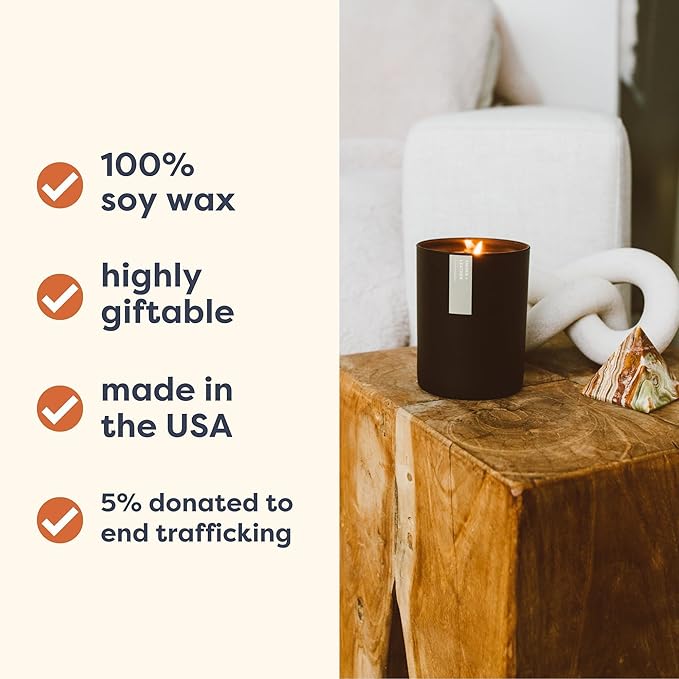 Calyan Wax Co. Soy Wax Candle, Seaside + Citrus Scented Candle, 75 Hour Burn Time, Aromatherapy Soy Candles, Non Toxic & Vegan Soy Wax, Black Tumbler Scented Candles, 13oz