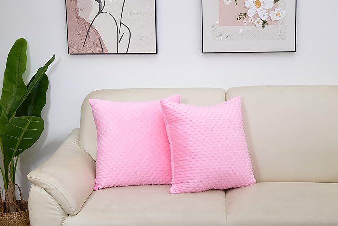 2 Packs Throw Pillow Covers, Neutral Decorative Couch Pillow Cover for Living Room Bed Sofa Rustic Farmhouse Boho Home Decor, Soft Plush Cushion Case Slipcover (Hot Pink, 20"x 20")