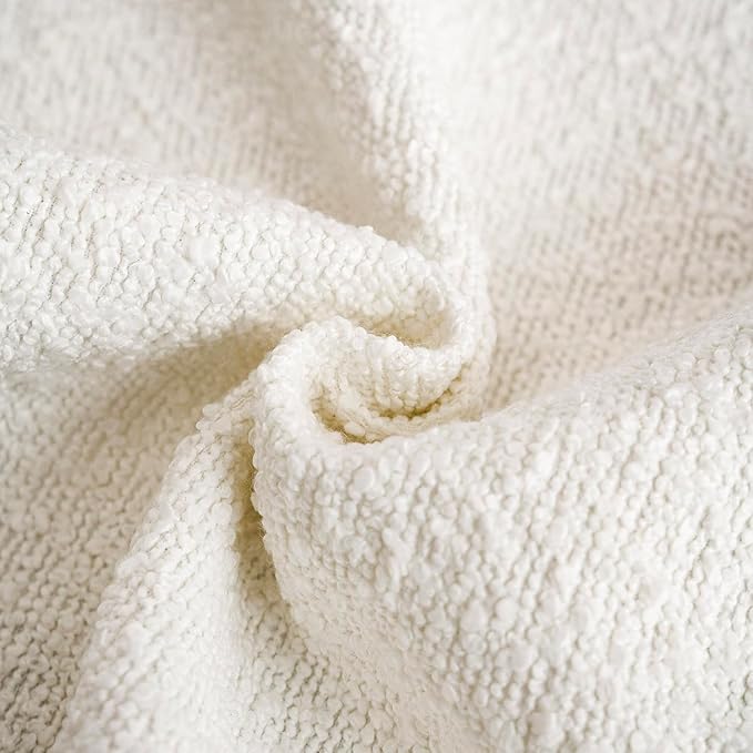 Foindtower Decorative Textured Boucle Throw Pillow Covers Accent Solid Pillow Cases Neutral Soft Cozy Couch Cushion Case for Chair Sofa Bedroom Living Room Home Decor 24 x 24 Inch,White