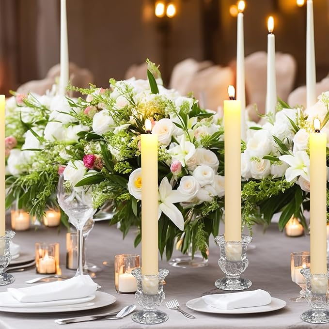 Foaincore 42 Pcs Candlestick Holders Bulk 2.5 Inch Taper Candle Holder for Table Centerpiece Thick Glass Ritual Candle Stand for Wedding Christmas Valentines Festival Party Decorations(Clear)