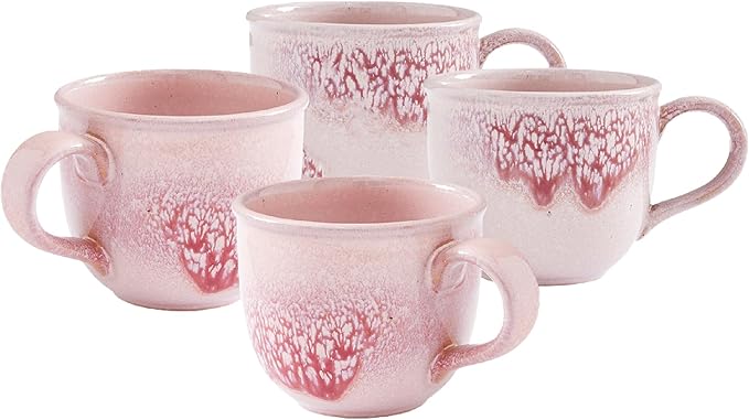 Portmeirion 12oz Minerals Mug, Rose Quartz (Set of 4) - Stoneware Coffee Cup with Reactive Glaze, Durable & Stylish Ceramic Mug - Microwave, Dishwasher, Oven Safe - Earthy Design for Cafe & Home