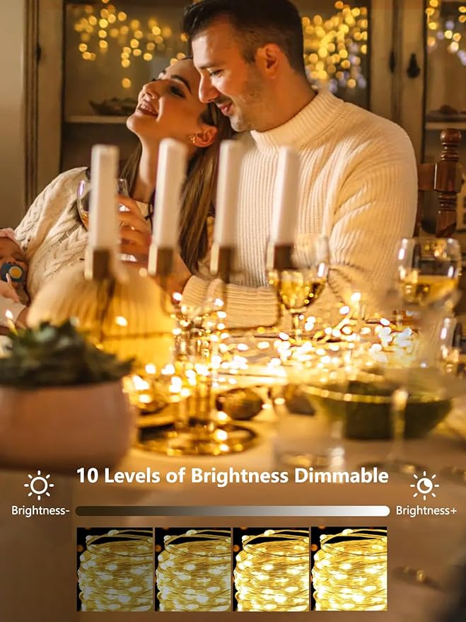 4 Pack 100 LED Fairy Lights Battery Operated with Remote, 33FT Waterproof Twinkle Lights with Timer & 8 Modes, Fairy String Light Outdoor Indoor for Bedroom Classroom DIY Christmas Decor (Warm White)