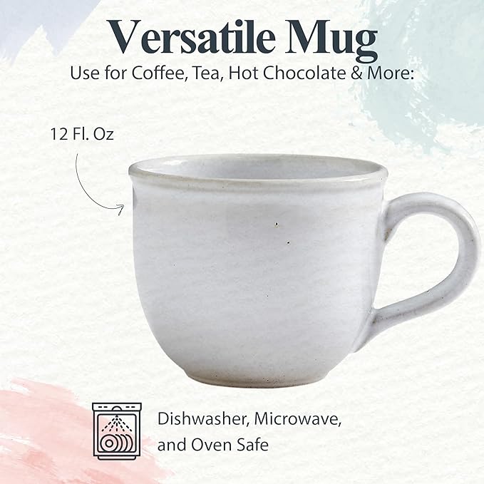 Portmeirion Minerals Mug, Moonstone - 12oz Stoneware Coffee Cup, Sturdy Ceramic Mug, Microwave, Dishwasher, Freezer, Oven Safe - Artisan Made Drinkware for Tea, Expresso, Latte