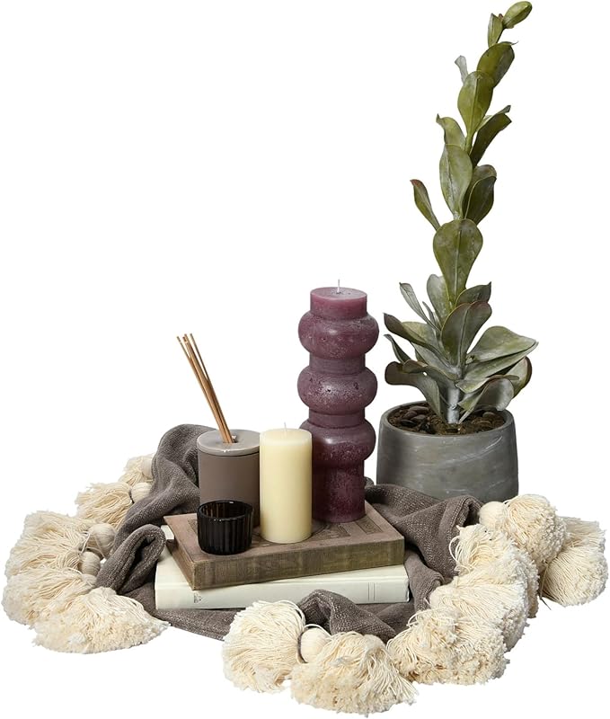 Creative Co-Op Unscented Totem Pillar, Pinot Candles, 3" L x 3" W x 9" H, Purple