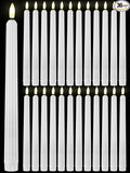 Treela 36 Pieces Flameless Taper Candles 11 Inch Flickering Faux LED Battery Operated Electric Fake Candles for Christmas Halloween Birthday Wedding Party(White,Roman Column)