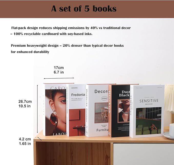 5 Pcs Fake Books for Decoration, Luyseyha Decorative Books for Coffee Table Decor, Room Decor Aesthetic, Faux Books Decor for Bookshelf, Shelf, Hollow Home Decor Books for Bedroom Room, Living Room