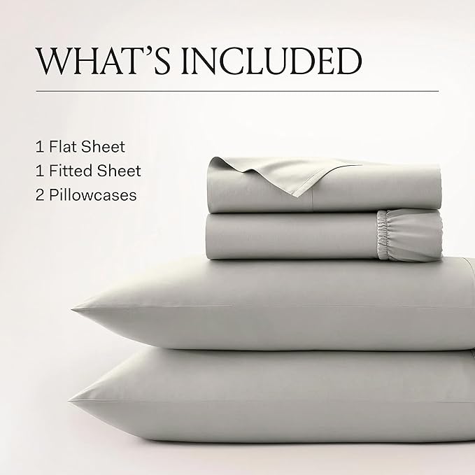 BOLL & BRANCH Signature Hemmed Sheet Set - California King, Cream - Luxury 100% Organic Cotton - Includes 1 Flat, 1 Fitted, 2 Pillowcases - Buttery Soft