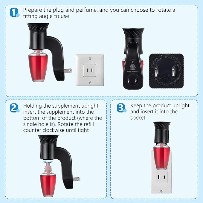 1 Pack Wall Fragrance Plug in Compatible with Bath and Body Works WallFlower Fragrances, ETL Certified, Rotatable, Precise Scent Control Fragrance Diffuser Plug for Home, Office (Black)