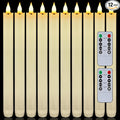 Homemory 12 Pcs Waxy Flameless Taper Candles with Remote, Flickering Battery Operated Taper Candles, Led Flameless Candlesticks Classic Tall Candle for Home, Wedding, Party, Ivory, 9.6 inches