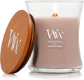 WoodWick Patchouli Crème Medium Hourglass Candle, Crackles as it Burns, Up to 65 hrs Burn time, Perfect for Gifting, 9.7 oz