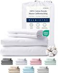 Ella Jayne Cotton Percale Sheets California King (4 Pieces) Permium 100% Cotton Percale TC300, Hotel Luxury Collection, Deep Pockets and Cooling California King Percale Sheets (White)