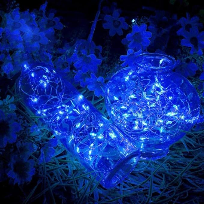 Twinkle Star 2 Pack Christmas Blue Fairy Lights Battery Operated, Total 66 ft 200 Led String Lights Remote Control Timer Twinkle String Lights 8 Modes Firefly Lights for Garden Party Indoor Decor