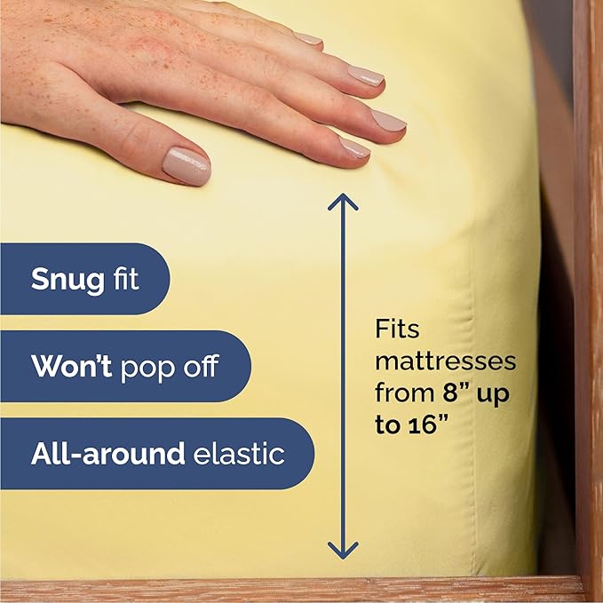 Queen Size 4 Piece Sheet Set - Comfy Breathable & Cooling Bed Sheets Set - Hotel Luxury Bedding for Women, Men, Kids, Teens, Boys & Girls - Deep Pockets, Ultra-Soft, Wrinkle Free - Oeko-Tex - Yellow