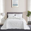 HZ & HY Oversized King Bedspread 138x122 Extra Wide, Ultrasonic Coverlet Bedding Set, Lightweight Thin Comforter, Reversible, 5 Piece, 100% Microfiber, California/Alaskan King, White
