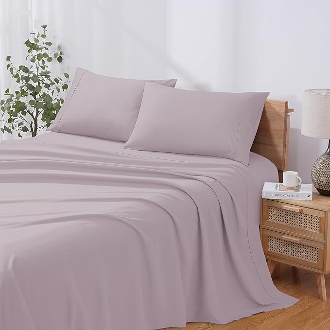 Modern Threads Soft Microfiber Solid Sheets - Luxurious Microfiber Bed Sheets - Includes Flat Sheet, Fitted Sheet with Deep Pockets, & Pillowcases Dusty Mauve Full