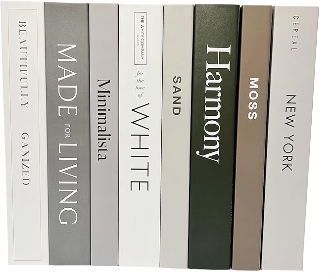 8 Pack Decorative Books, Ediactcyl Decoration Faux Books for Hardcover Home Decor | Fake Book Stacks Display for Bookshelf Room Decor (EDDB68)