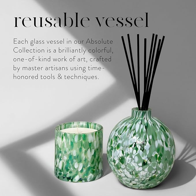 LAFCO New York Absolute Collection Reed Diffuser, Star Jasmine - 15 oz - Up to 1 Year Fragrance Life - Reusable, Hand Blown Glass Vessel - Nylon Reeds - Made in The USA