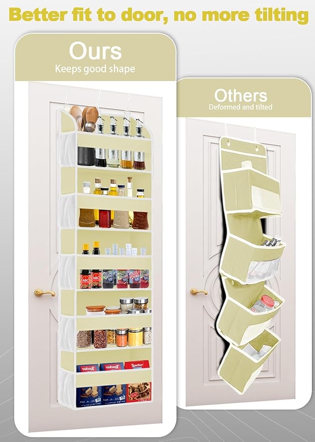 1 Pack Over The Door Storage Organizer with 5 Pockets 10 Mesh Pockets, 44 lbs Weight Capacity Door Hanging Organizers and Storage for Bedroom,Bathroom,Nursery,Kidroom,Babyroom