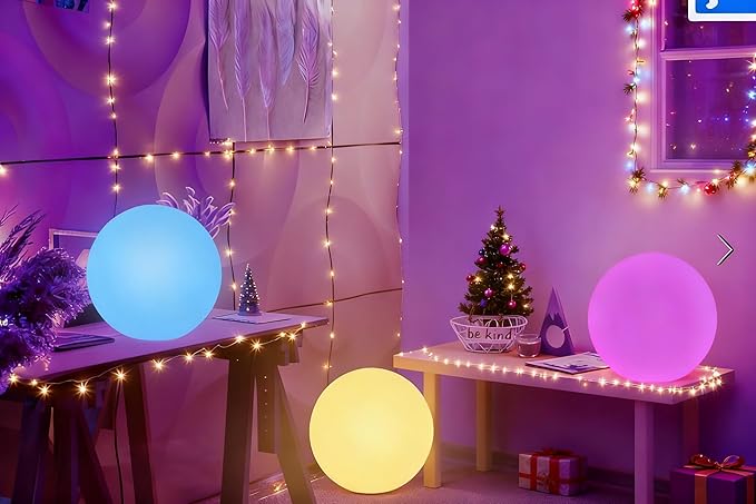LOFTEK 12-inch LED Dimmable Light Ball: Waterproof Floating Pool Lights with Remote, 16 Colors Sphere Night Light, Cordless & Fast Chargeable, Sensory Toys for Kids, Home, Party, Pool Decor