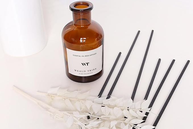 WEALD TRIBE Reed Diffuser Set for Bathroom Air Fresheners, Oil Diffuser Sticks | White Tea Scent 4.0 fl oz Home Fragrance with Sticks Defusers | House Bedroom Office Shelf Decor