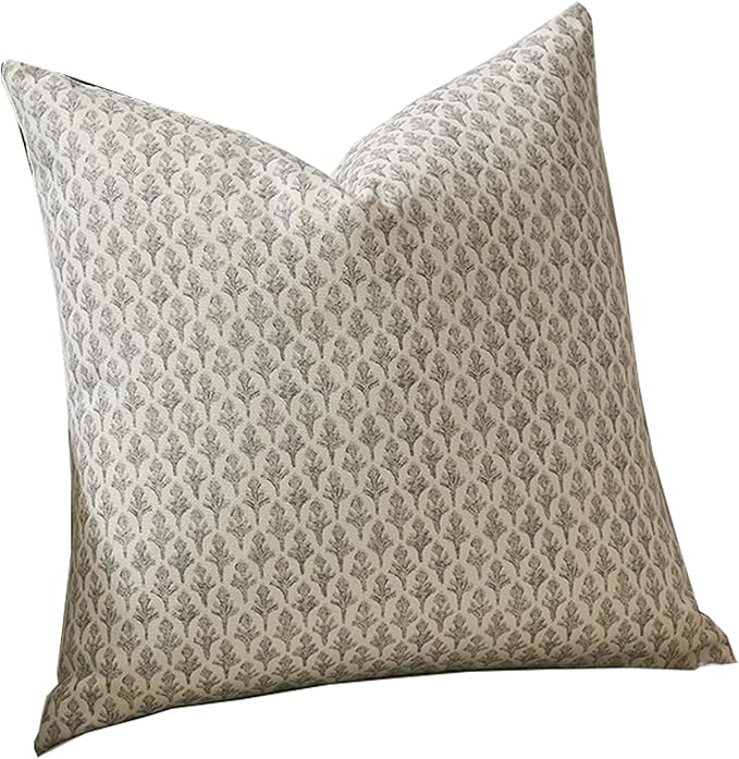 Floral Pillow Covers 24x24 Pillow Cover Block Print Couch Pillows for Living Room Decorative Neutral Accent Throw Pillow Covers, 1PC, Light Taupe