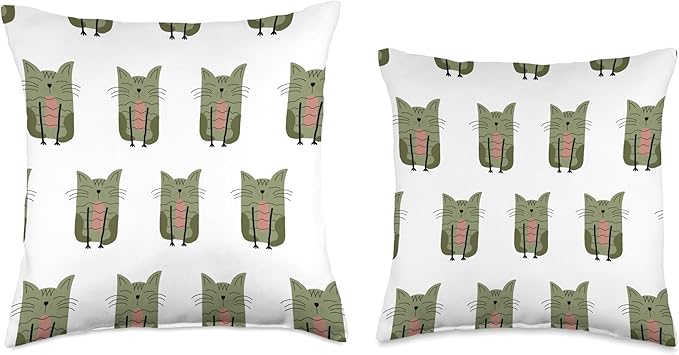 Cute Scandinavian Animals Designs Scandinavian Cat Boho Pattern Throw Pillow, 18x18, Multicolor