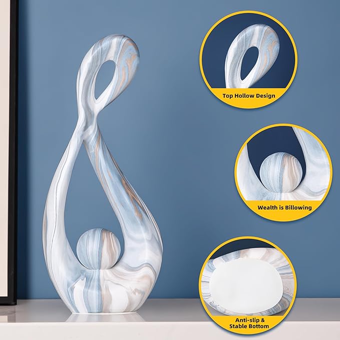 Blue Table Sculptures Home Decor, Living Room Decor Accents, Ceramic Statue Abstract Art Sculpture Table Centerpieces, Modern Shelf Decoration Entryway Table Decor