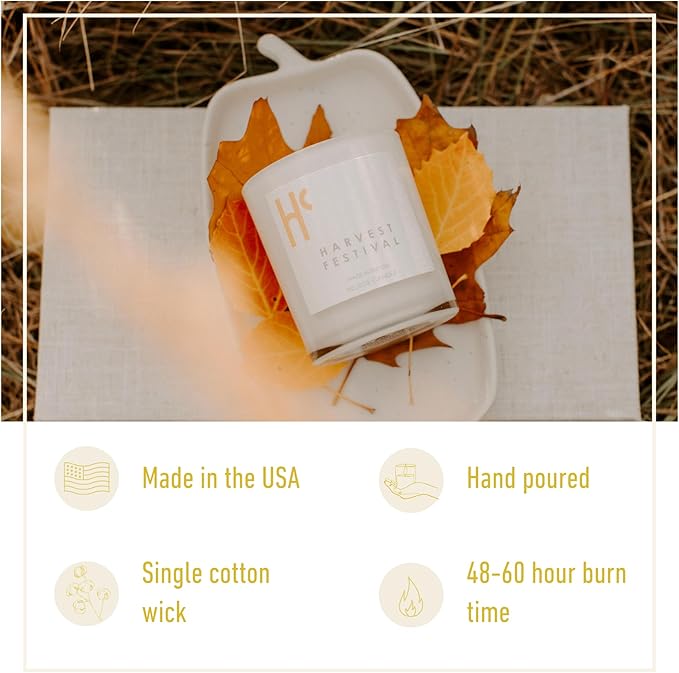 Long-Lasting Harvest Festival Fragrance - Single Wick Scented Candles - Up to 60 Hour Burn Time, Cruelty-Free Soy Candle Wax Blend - Pumpkin Fragrance, Notes of Amber & Orange (9 oz)