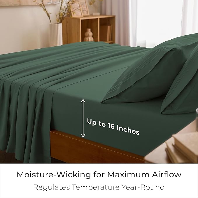Mellanni Full Sheets Set - 4 PC Iconic Collection Bedding - Hotel Luxury, Extra Soft, Cooling Bed Sheets - Wrinkle, Fade, Stain Resistant (Full, Emerald Green)