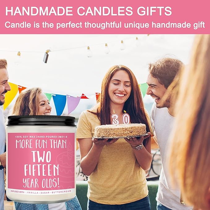 30th Birthday Gifts for Women, Perfect Birthday Present, Funny Presents for Mom, Friends, Wife, Sister, 7oz Vanilla Cream-Scented Candle