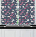Lunarable Floral Kitchen Curtains, Composition of Hibiscus Flowers and Butterflies, Window Drapes 2 Panel Set for Kitchen Cafe Decor, 55" X 39", Purpleblue Dried Rose Pale Tan and Mustard