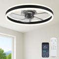 23.6'' Ceiling Fan with Light, Upgraded Low Profile Fan, Flush Mount Ceiling Fan, 6 Speeds, Dimmable LED, App & Remote Control, Quiet DC Motor, for Bedroom, Living Room, F105 Black