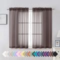 Aiyufeng Chocolate Sheer Curtains 45 Inches Long 2 Panels, Solid Voile Top Dual Rod Pockets Stylish Breathable Drapes Window Treatment for Kid's Room/Bedroom/Living Room, 42W x 45L, Chocolate Brown