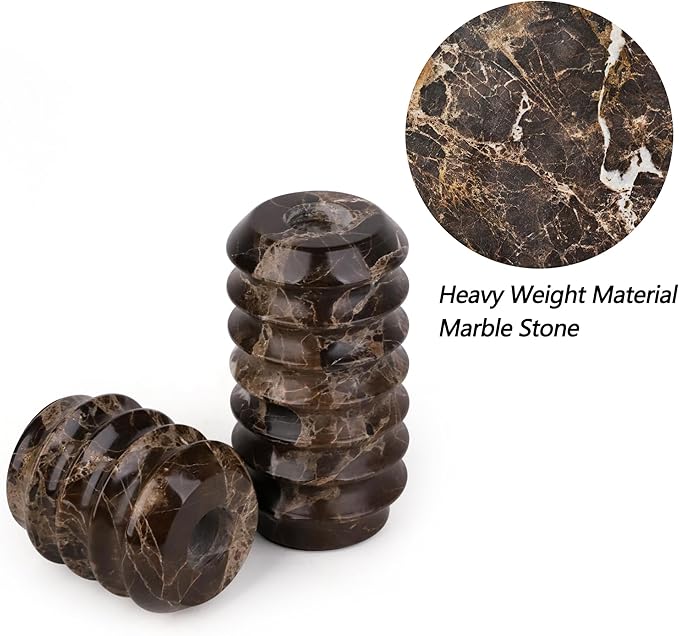 HofferRuffer Marble Candlestick Holders, Set of 2 Natural Stone Candle Holder Decorative Candle Stands for Wedding, Dinning, Party, Table Centerpieces, Fits 3/4'' Thick Candles (MarbleBrown)