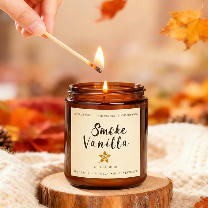 Fall Candles Set - 6 Pack Candles for Home Scented, Fall Scented Candles for Autumn Gift Home Decoration, Natural Non Toxic Soy Candle Gifts for Women, Cinnamon Apple/Autumn Wreath
