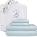 Threadmill Cotton Full Size Sheet Set | 100% Cotton Sheets for Full Size Bed | Damask Jacquard Full Bed Sheets Set with 16” Deep Pocket | Soft Sateen Weave 4-Piece Cooling Bedding Set | Blue