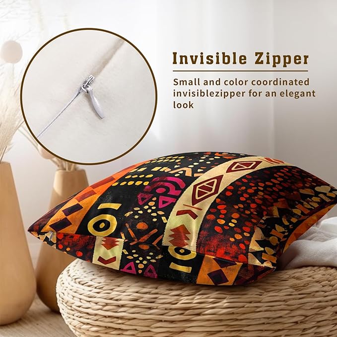 Black White Tribal Pillow Cover - Ethnic Throw Pillow Covers Set of 2 Boho Cushion Pillow Cases 20x20 for Home Couch Sofa