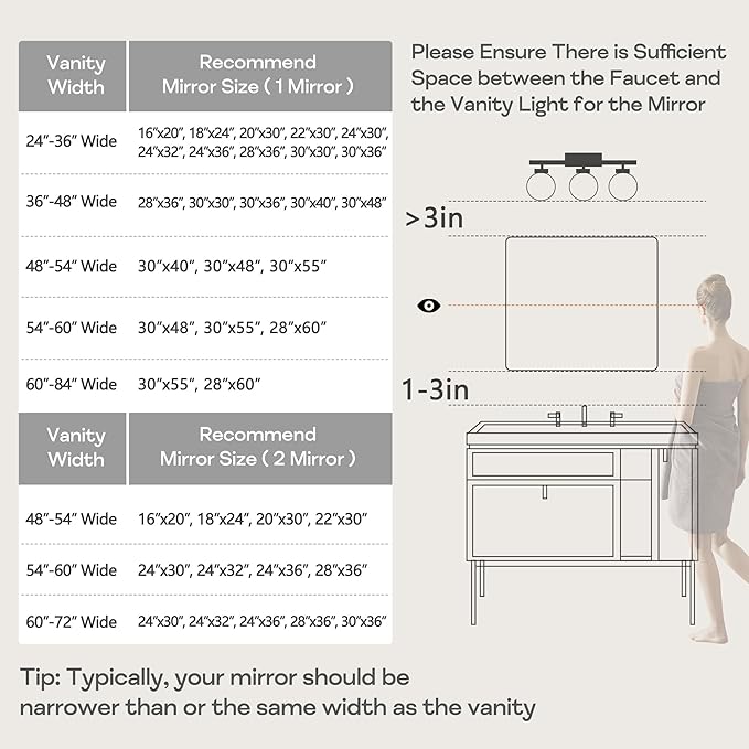 Wall Mount Mirror for Bathroom, Brushed Black Metal Framed Rounded Corner Square Rectangular Vanity Mirror (30" x 30", Black)
