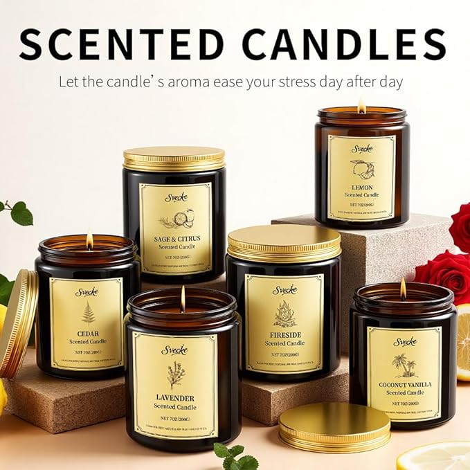 6 Pack 42oz Scented Fall Candles, Soy Wax Candles for Home, Aromatherapy Candle Gift Set for Women Men, Long Lasting Jar Candles, Ideal for Birthdays Holidays