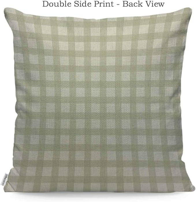 WONDERTIFY Throw Pillow Cover Case Buffalo Plaid Green - Soft Linen Pillow Case for Decorative Bedroom/Livingroom/Sofa/Farm House - Cushion Covers Couch Pillow 18x18 Inch 45x45 cm