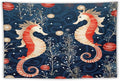 Seahorse Christmas Kiss Beach Tapestry As Wall Art Coastal Nautical Bedroom Tapestries Landscape Tapestry Wall Hanging for Bedroom Living Room Dorm Decor 40"x60" Christmas Family Party