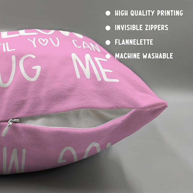 Sufamb Hug This Pillow Until You Can Hug Me Throw Pillow Covers Decor, 24'' x 24'' Pillow case, Boyfriend Girlfriend Birthday Gifts，Long Distance Relationships Gifts， Valentine's Day Gifts(Lilac)